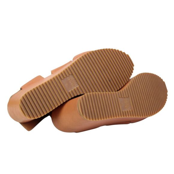 Eileen Fisher TAN BROWN REAL LEATHER PLATFORM OPEN TOE SANDALS SHOES Sz 8 1/2 - Picture 9 of 10